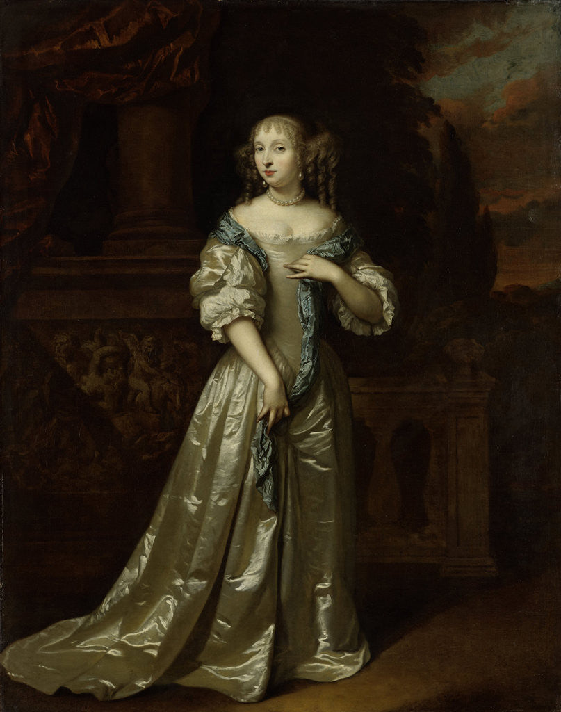 Detail of Portrait of Lady Philippina Staunton, wife of Roelof van Arkel, lord of Burgst by Caspar Netscher