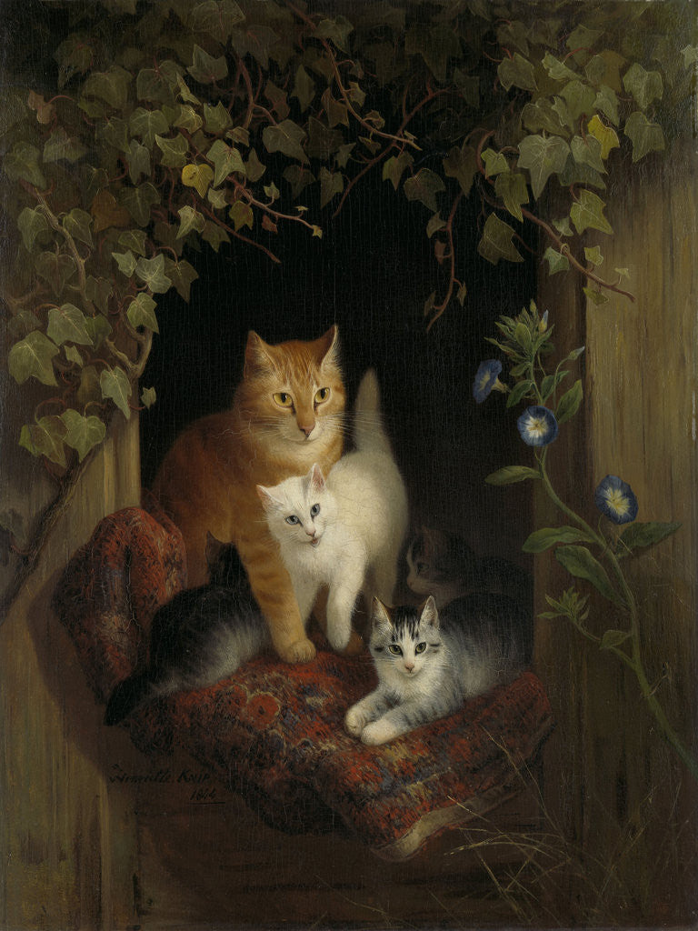 Detail of Cat with Kittens by Henriëtte Ronner