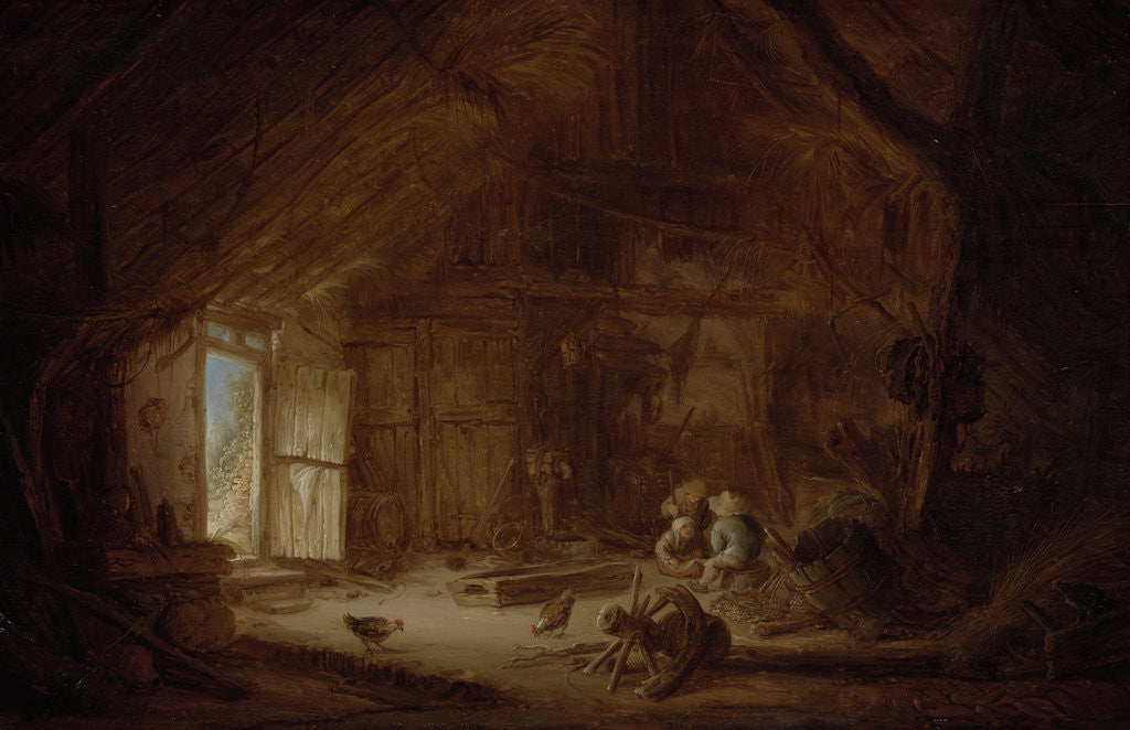 Detail of Interior of a Stable with three Children by Isaac van Ostade