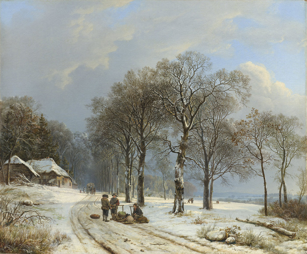 Detail of Winter Landscape by Barend Cornelis Koekkoek