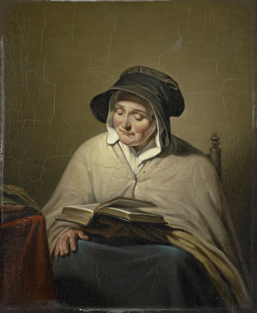 Detail of Old Woman Reading by Cornelis Kruseman
