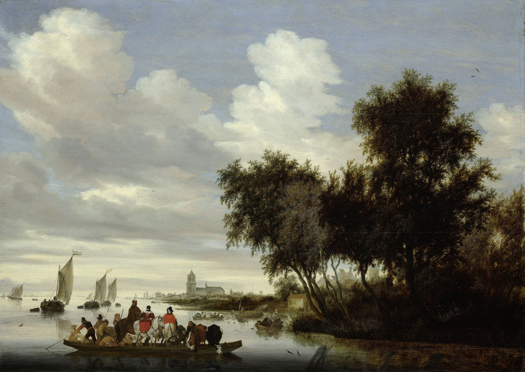 Detail of River Landscape with Ferry by Salomon van Ruysdael