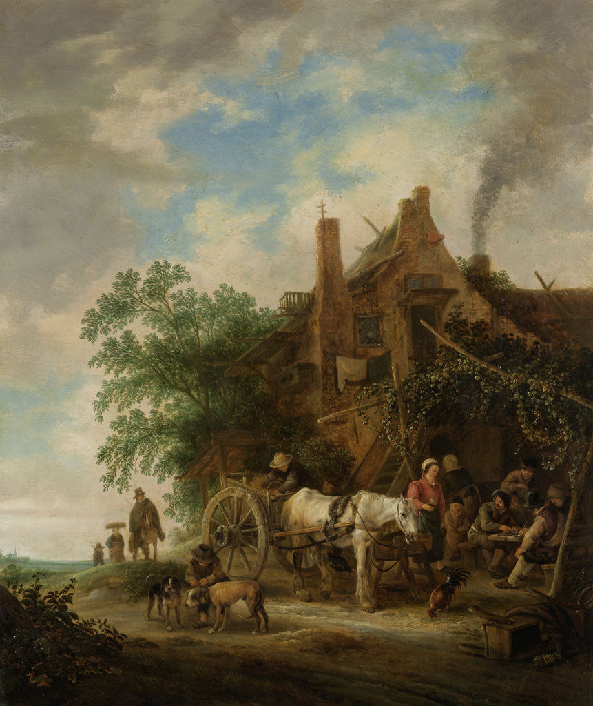 Detail of Country inn with horse and wagon by Isaac van Ostade