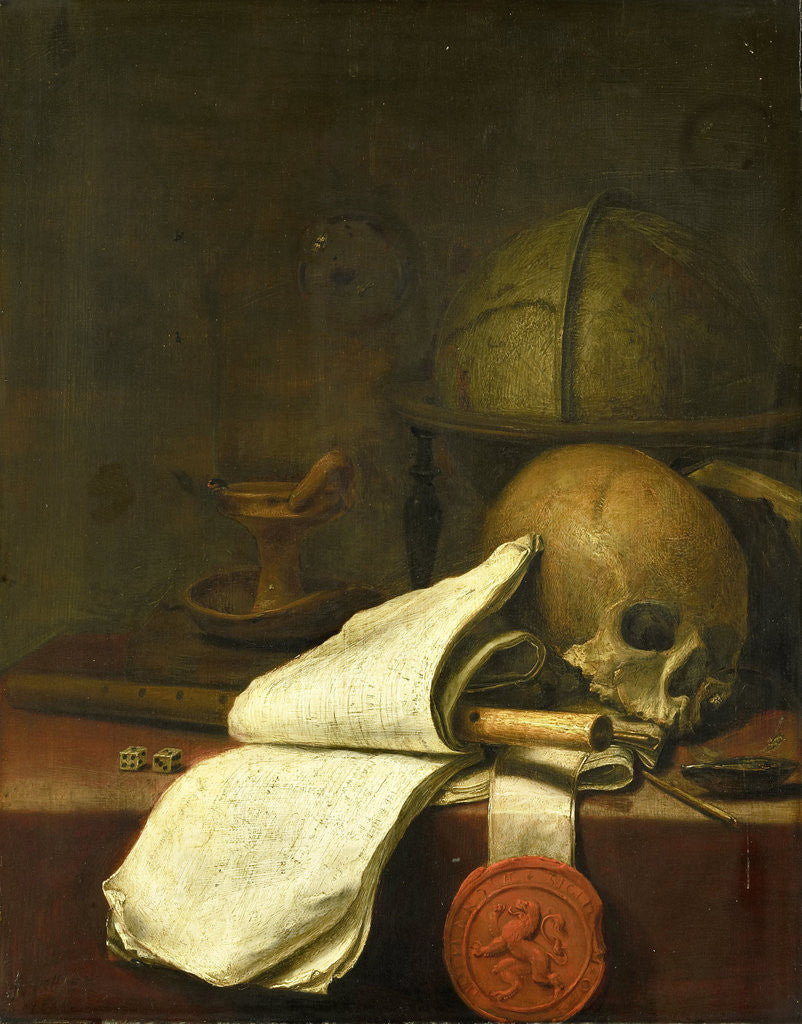 Detail of Vanitas still life by Pieter Symonsz. Potter