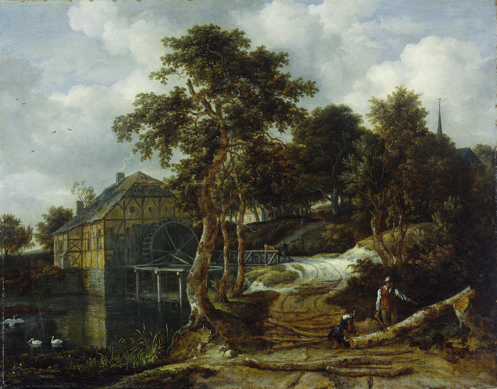 Detail of Landscape with watermill by Jacob Isaacksz. van Ruisdael