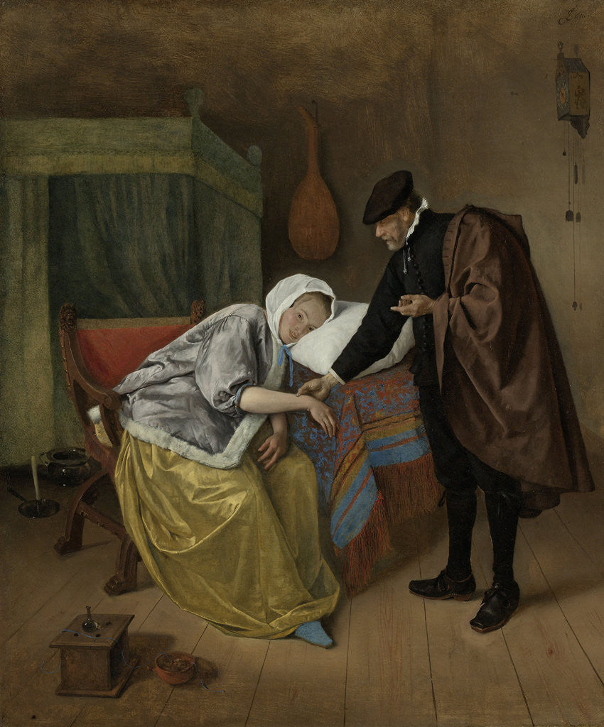 Detail of The Sick Woman by Jan Havicksz. Steen