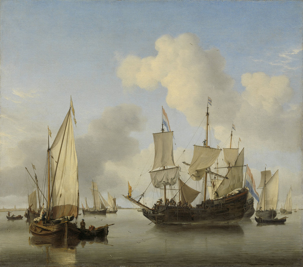 Detail of Ships at Anchor on the Coast by Willem van de Velde II
