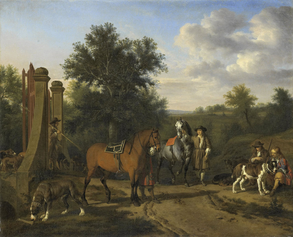 Detail of The Hunting Party by Adriaen van de Velde