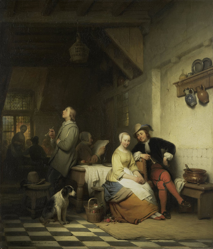 Detail of Tavern Interior with Figures in 17th-century Costume by Ferdinand De Braekeleer I