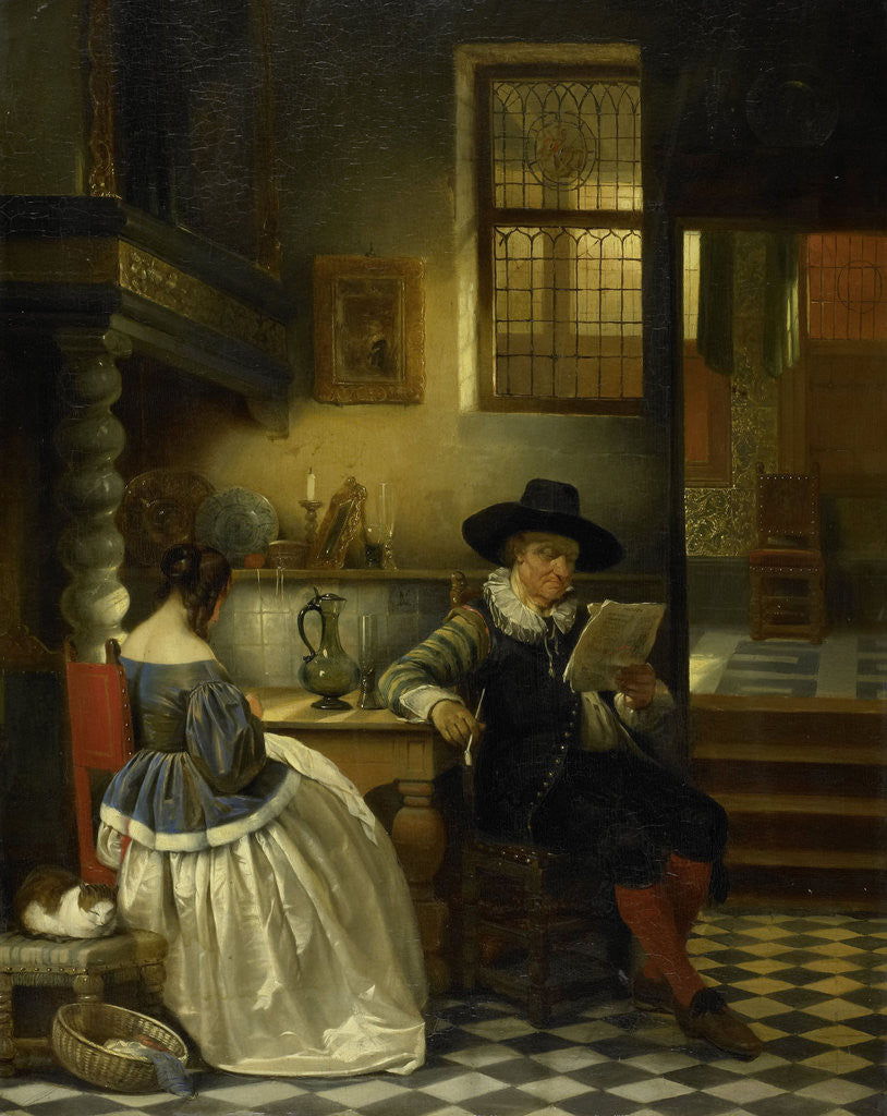 Detail of An Interior of the 17th Century by Henri Leys
