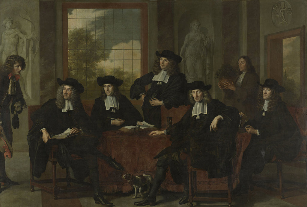 Detail of Group Portrait of the Inspectors of the Collegium Medicum in Amsterdam, The Netherlands by Adriaen Backer