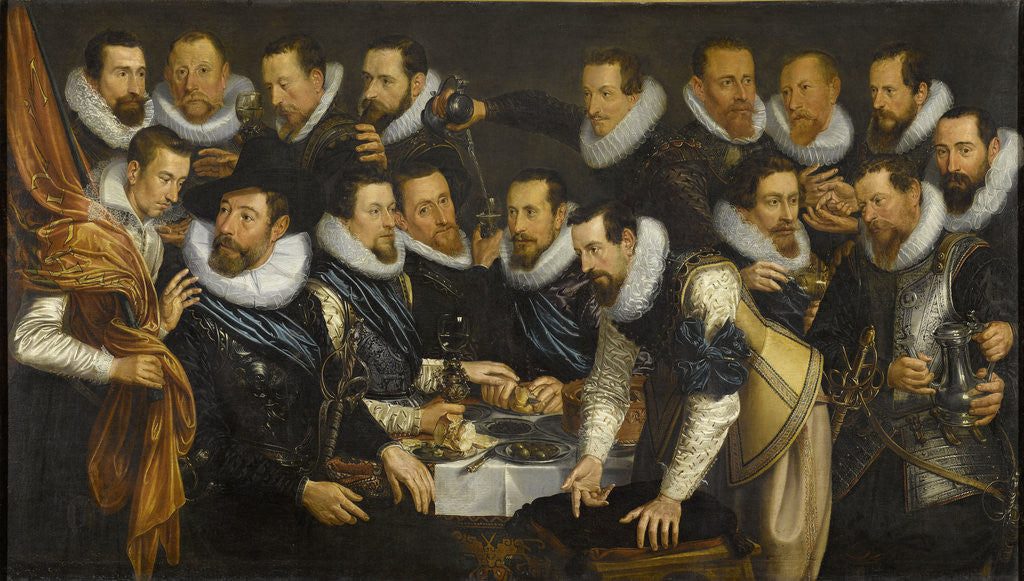 Detail of Officers and other civic guardsmen of the XIth District of Amsterdam by Jan Tengnagel