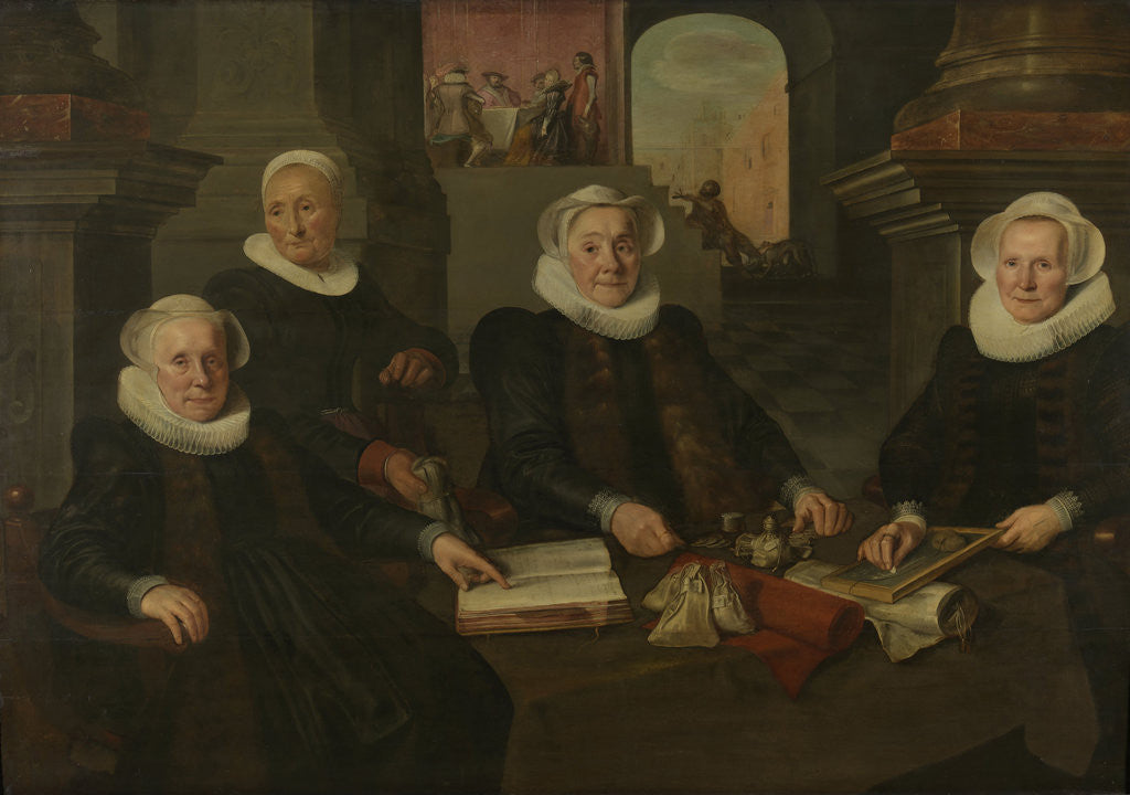 Detail of Three Regentesses and the ‘House Mother’ of the Amsterdam Lepers’ Asylum by Werner van den Valckert