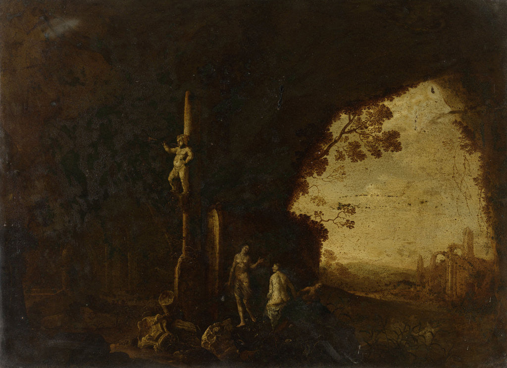 Detail of Nymphs in a Grotto with Ancient Ruins by Petrus van Hattich