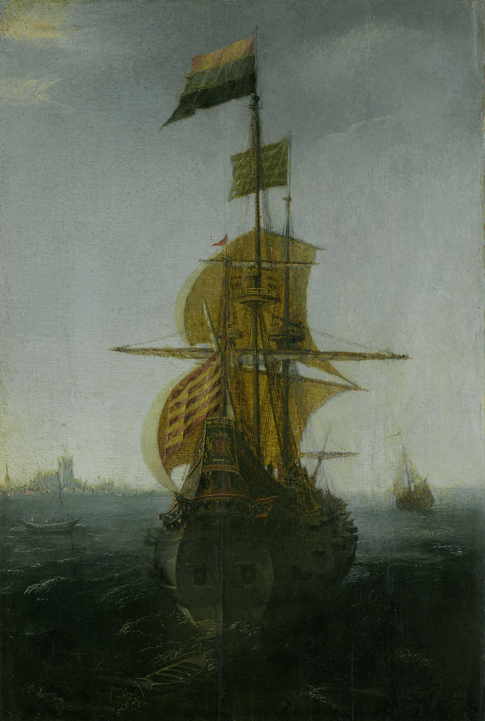 Detail of An Amsterdam East Indiaman Sailing Vessel by Abraham de Verwer