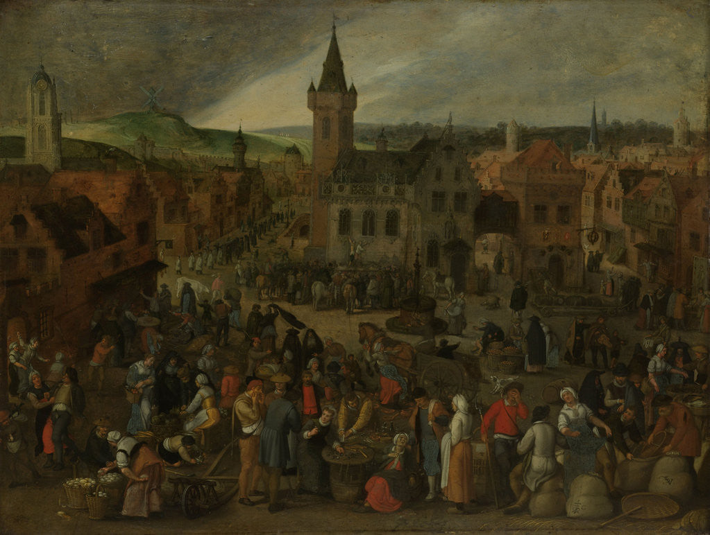 Detail of Market Day in a Flemish Town by Sebastiaan Vrancx