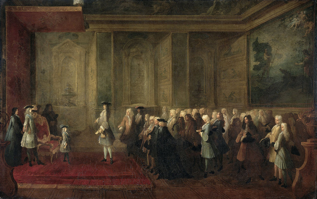 Detail of Reception of Cornelis Hop as Ambassador of the States General to the Court of Louis XV, 24 July 1719 by Louis-Michel Dumesnil