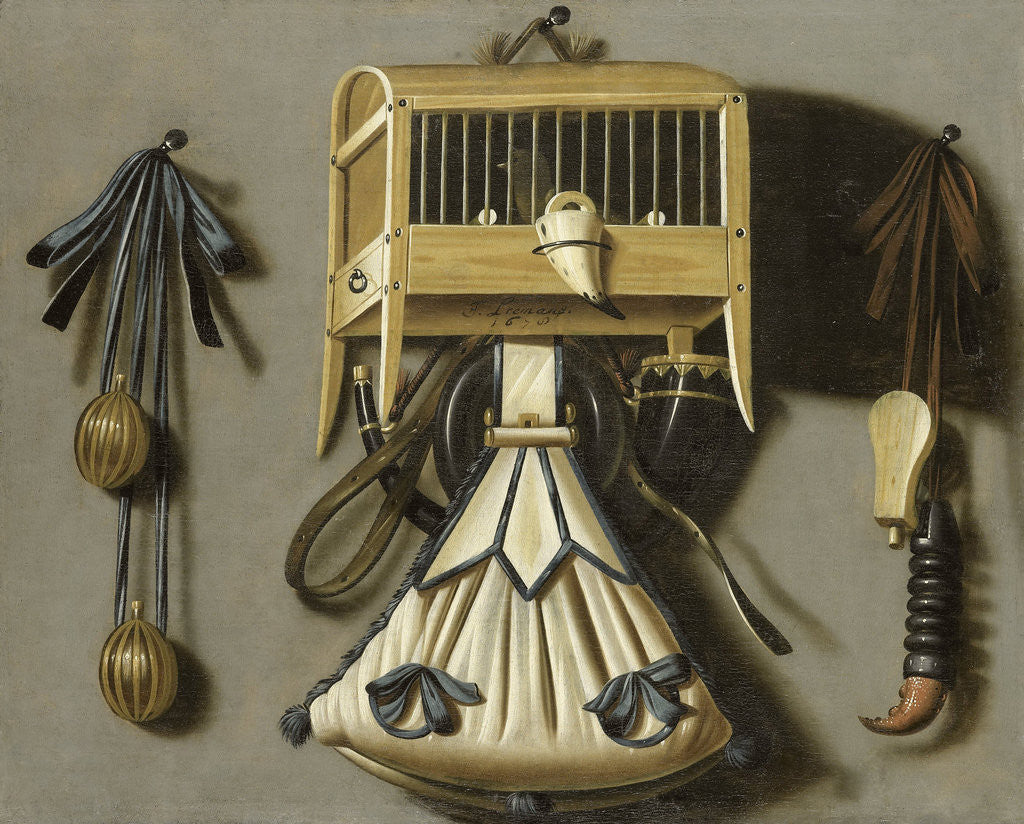 Detail of Still Life with Hunting Tackle by Johannes Leemans
