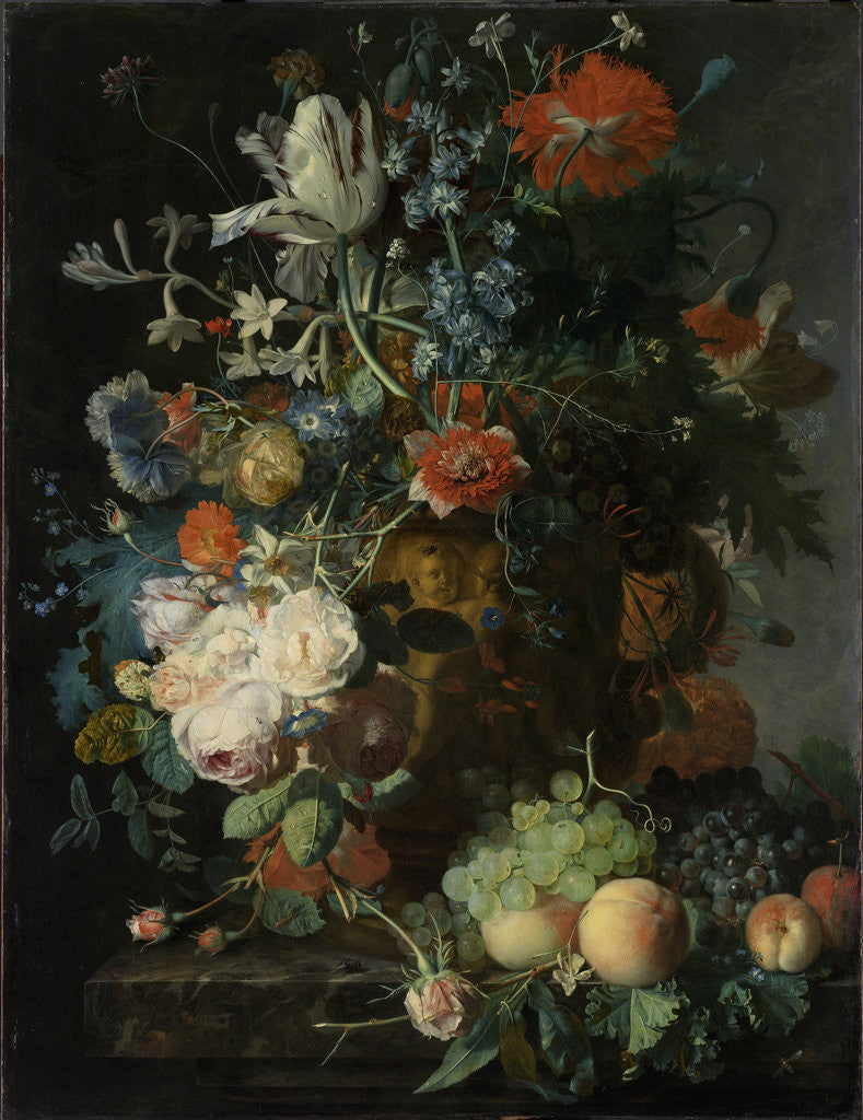 Detail of Still Life with Flowers and Fruit by Jan van Huysum