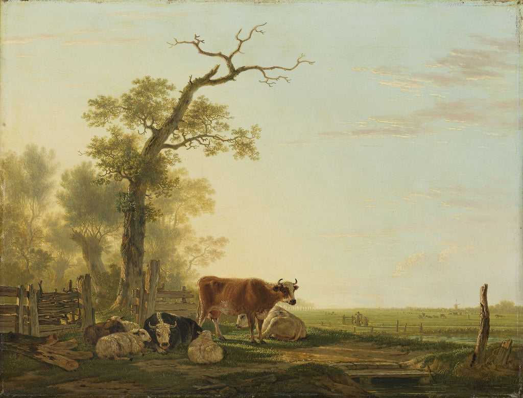 Detail of Meadow Landscape with Animals by Jacob van Strij