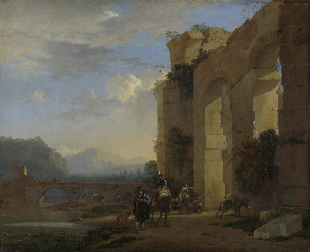 Detail of Muleteers beside an Italian Ruin by Jan Asselijn