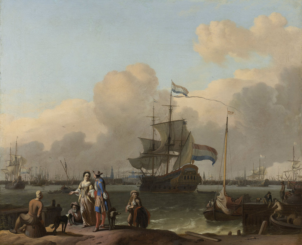 Detail of The IJ at Amsterdam with the Frigate De Ploeg, The Netherlands by Ludolf Bakhuysen