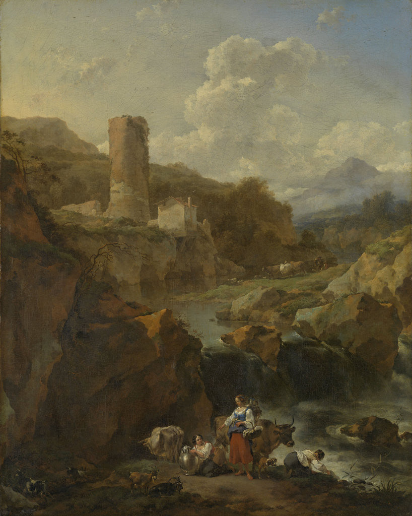 Detail of Italian Landscape by Nicolaes Pietersz. Berchem