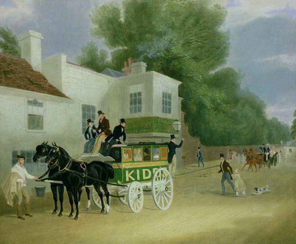 Detail of Kidd's Omnibus to Turnham Green at the Angel Inn by James Pollard