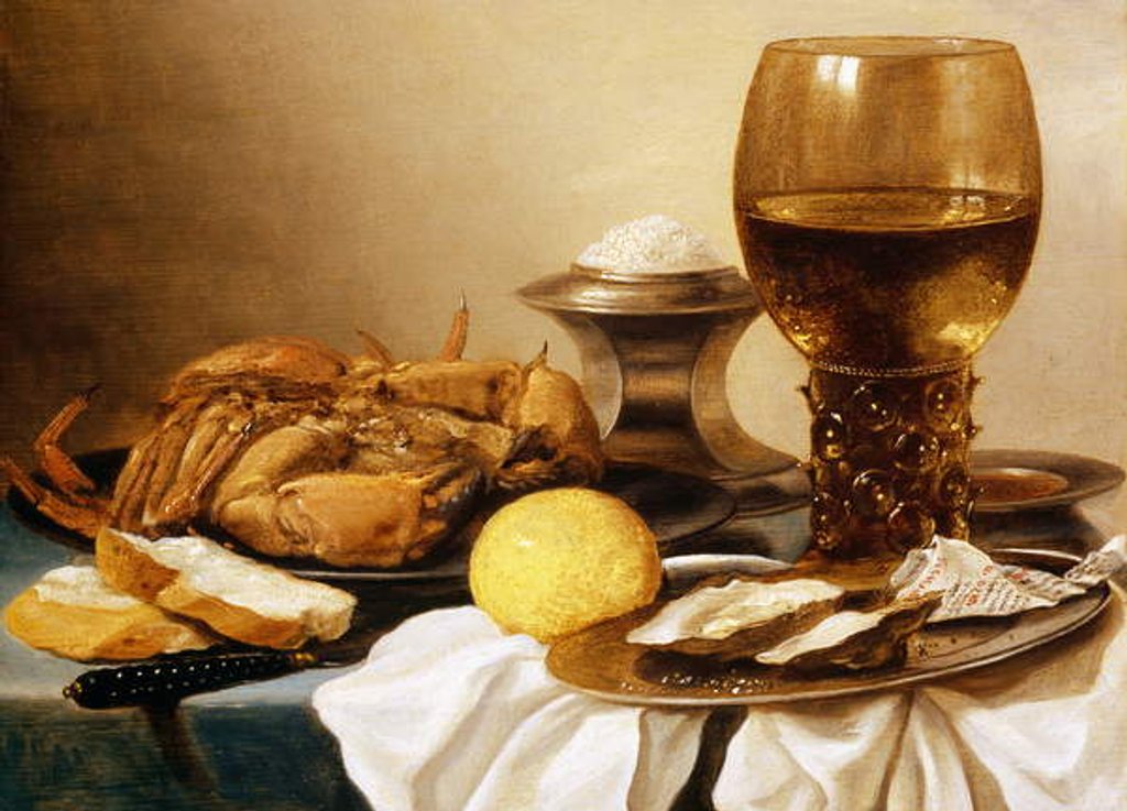 Detail of A Still Life of a Crab on a Pewter Plate by Pieter Claesz