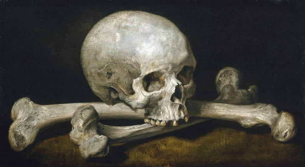 Detail of Memento Mori with a Skull and Crossbones, 1650-63 by Philips Gysels