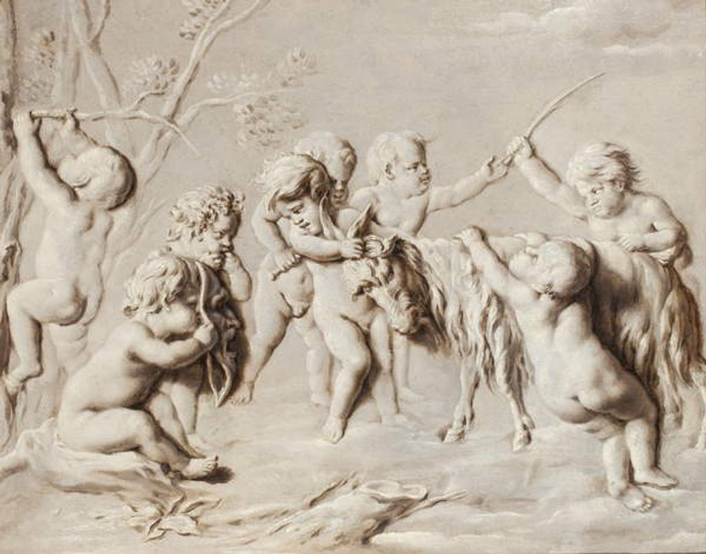 Detail of Putti playing with the She-Goat Amalthea by French School