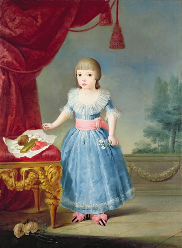 Detail of Girl in a Blue Dress by a Table of Sweetmeats by Antonio Carnicero