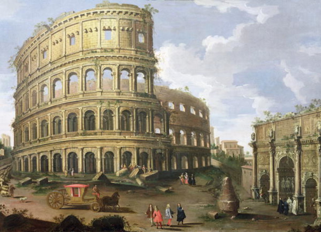 Detail of A View of the Colosseum in Rome by Gaspar van  Wittel