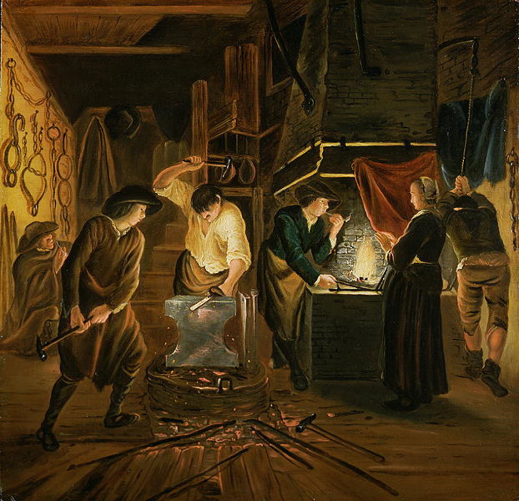 Detail of The Blacksmith's Forge by Johannes Dircksz van Oudenrogge