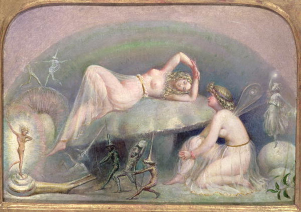 Detail of Fairy resting on a Mushroom, c.1860 by Thomas Heatherley