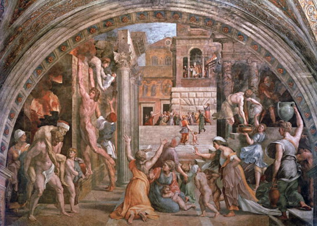 Detail of Fire in the Borgo by Raphael & Giulio Romano