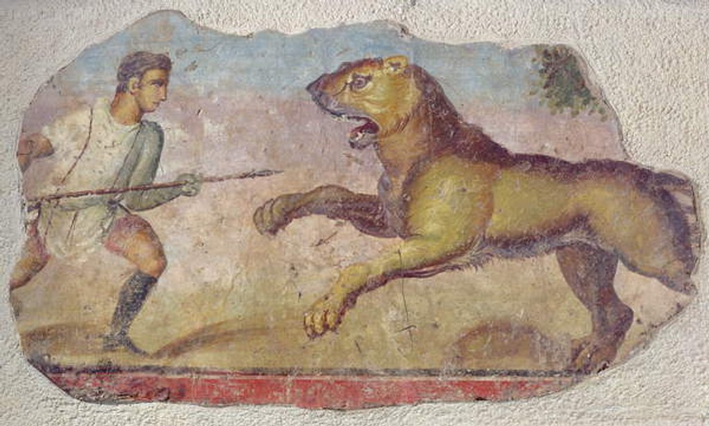 Detail of A Gladiator Fighting a Lion by Roman
