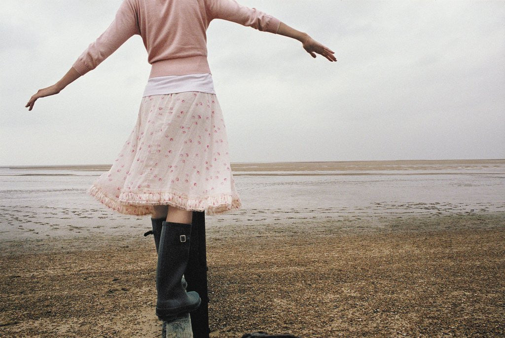 Detail of Woman Balancing on a Breakwater by Anonymous