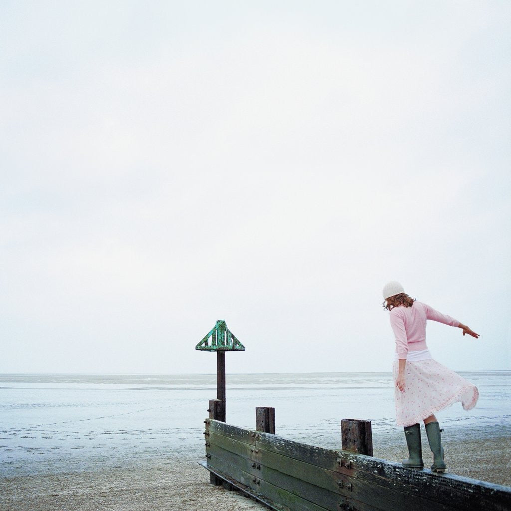 Detail of Woman Balancing on a Breakwater by Anonymous