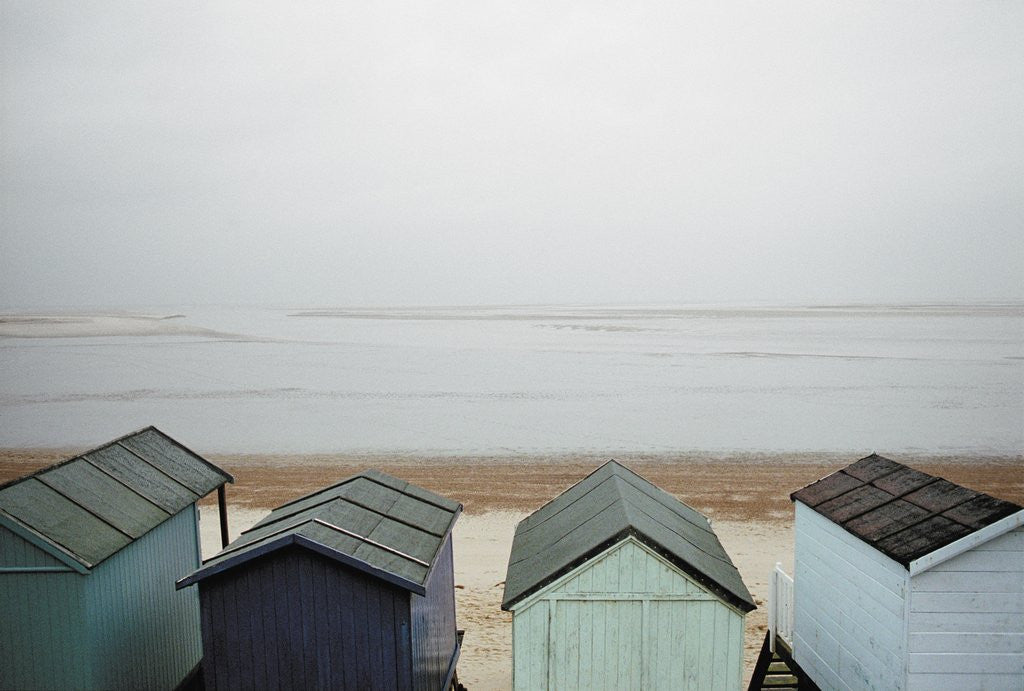 Detail of Cabanas on Empty Beach by Corbis