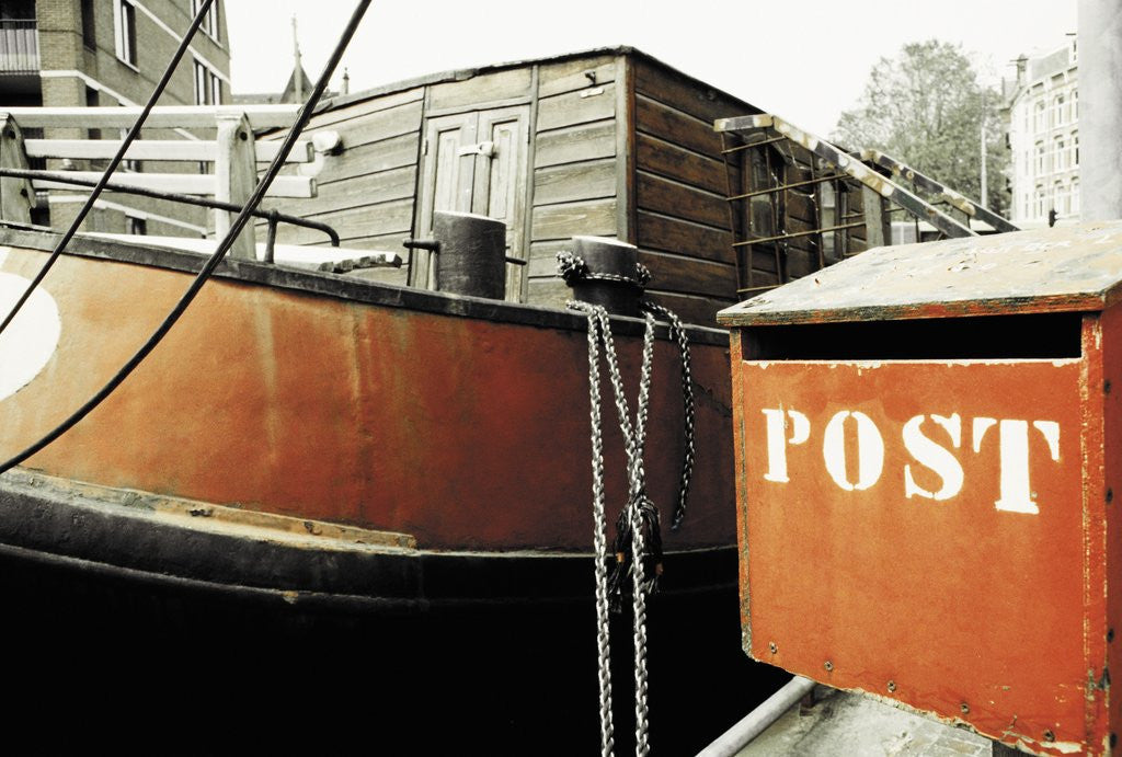 Detail of A barge with its own mail box by Anonymous