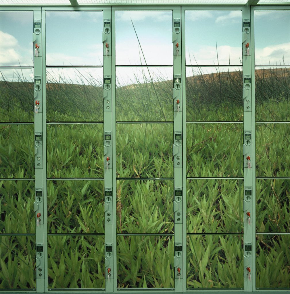 Detail of Painted lockers at a railway station by Anonymous