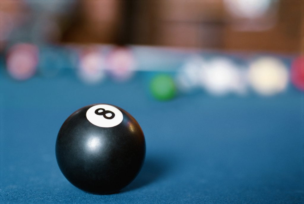 Detail of Eight ball on pool table by Anonymous
