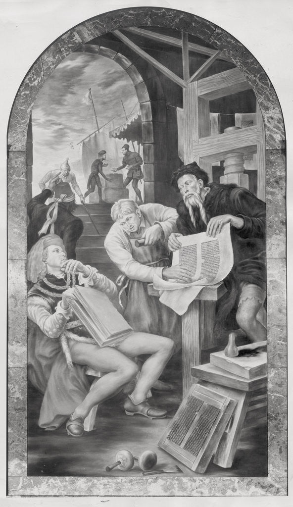 Detail of Johannes Gutenberg with Associates by Anonymous