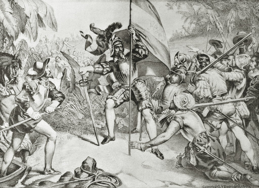 Detail of Alonso de Ojeda Proposing March to Men by Corbis