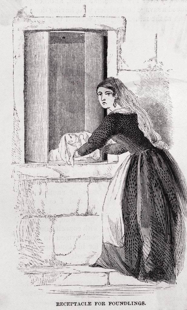 Detail of Woman Placing Child at Orphanage Door by Anonymous