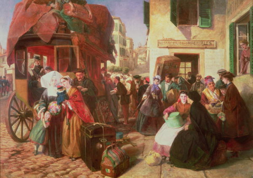 Detail of The Departure of a Diligence from Biarritz, 1862 by Abraham Solomon