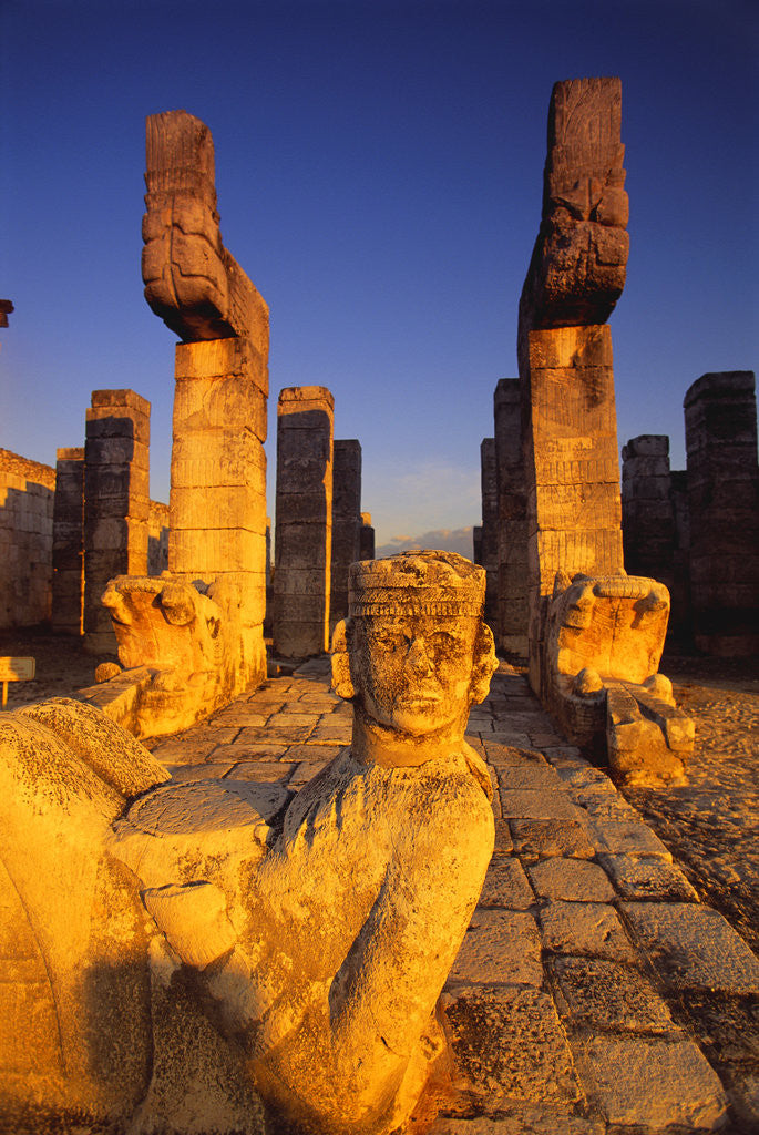 Detail of Chac-Mool Statue at the Temple of Warriors Ruins by Anonymous