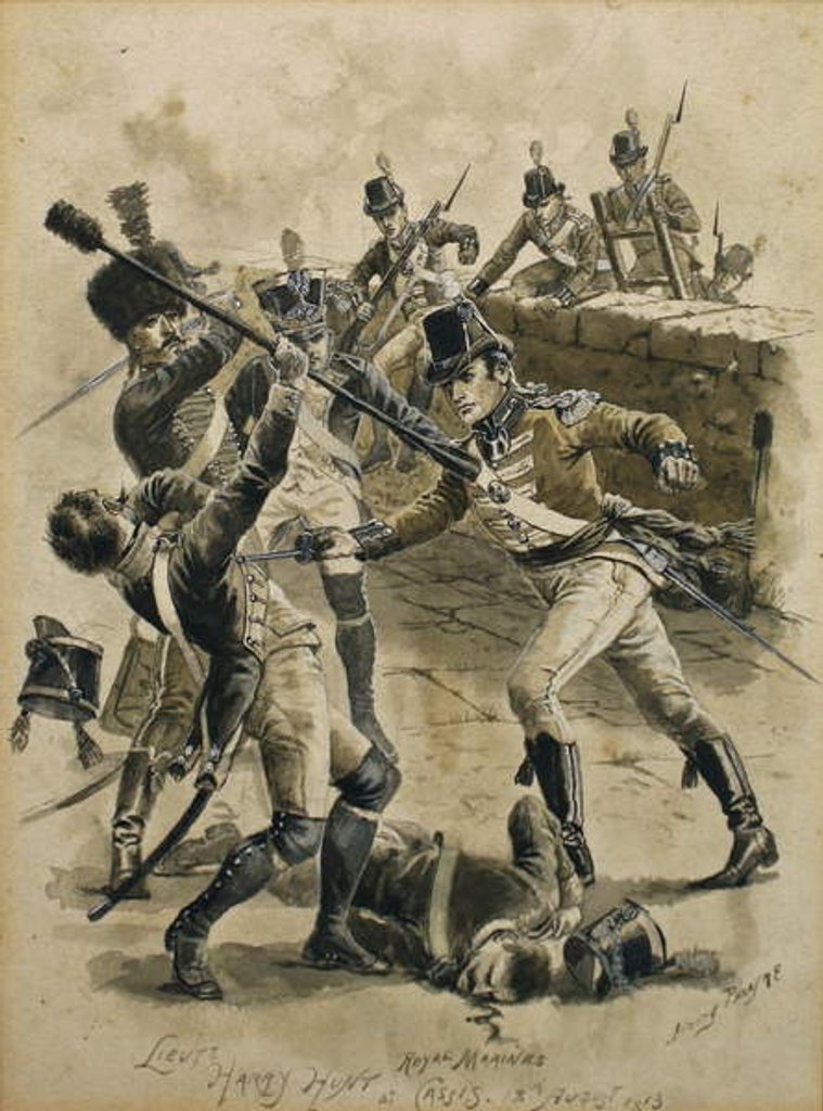 Detail of Lieutenant Harry Hunt Royal Marines at Cassis on 18 August 1813 by Henry A. Payne