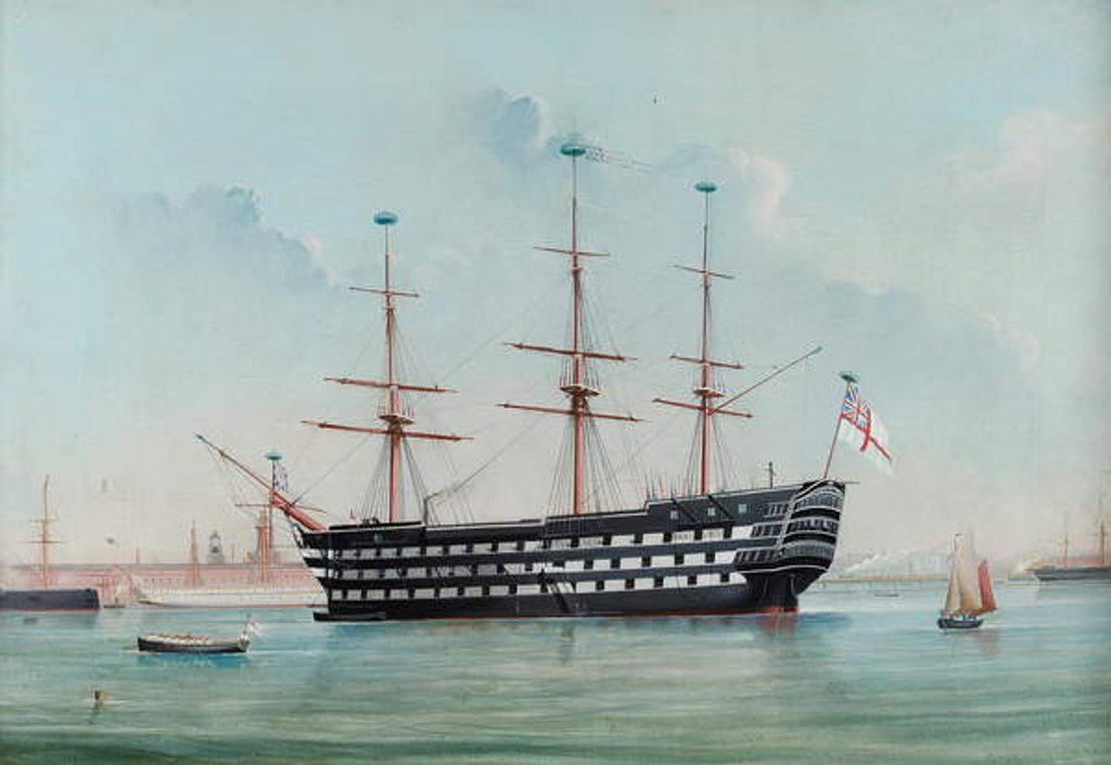 Detail of HMS Victory in Portsmouth Harbour, c.1860 by English School